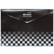 Папка-конверт на кнопке deVENTE TOTAL BLACK A4 (240*335мм) 180 мкм, непрозрачная черная с дизайном , индивидуальная маркировка