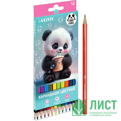 Карандаши цветные (deVENTE) Yummy Panda 12 цветов 2М 2,8 мм шестигранные арт.5022536 Карандаши цветные (deVENTE) Yummy Panda 12 цветов 2М 2,8 мм шестигранные арт.5022536