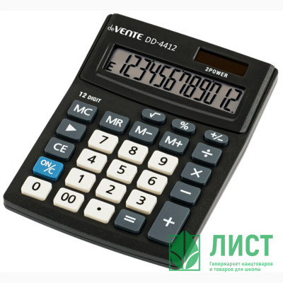 Калькулятор настольный 12 разрядный двойное питание  deVENTE 102*137*31 (DD-4412) черный (Ст.1) Калькулятор настольный 12 разрядный двойное питание  deVENTE 102*137*31 (DD-4412) черный (Ст.1)
