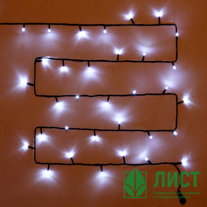 Гирлянда эл. уличная точечная 25м 300LED цв.белый (т.провод) (можно соеднять) 8реж IP-54 арт.183-752