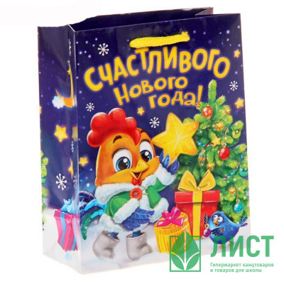 Пакет подарочный 11*14см бумаж. Новогодний петушок арт.1299838 Пакет подарочный 11*14см бумаж. Новогодний петушок арт.1299838
