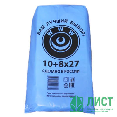 Пакет фасовочный ПНД пласт 10+8*27см 7мкм евроупаковка арт.70070 Пакет фасовочный ПНД пласт 10+8*27см 7мкм евроупаковка арт.70070