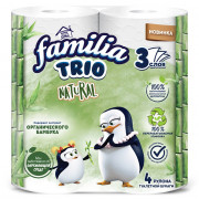Бумага туалетная 3-сл втулка 4рул/уп 16,7м белая Familia Trio Natural