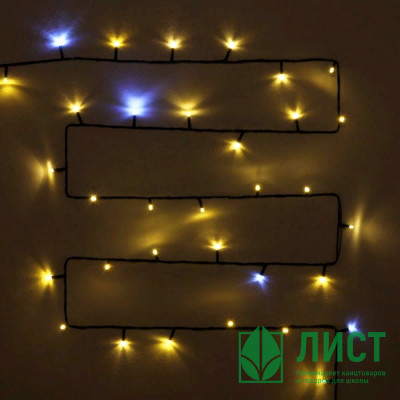 Гирлянда электрическая уличная точечная 11м 120LED &quot;Мерцание&quot; цвет теплый белый/белый (темный провод) артемный 183-102 Гирлянда электрическая уличная точечная 11м 120LED "Мерцание" цвет теплый белый/белый (темный провод) артемный 183-102