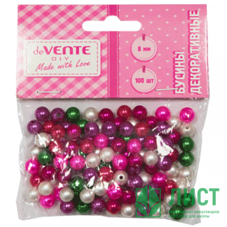 Бусины 100шт (deVENTE) Жемчуг перламутровые разноцветные d-08 mm ассорти арт.8001000