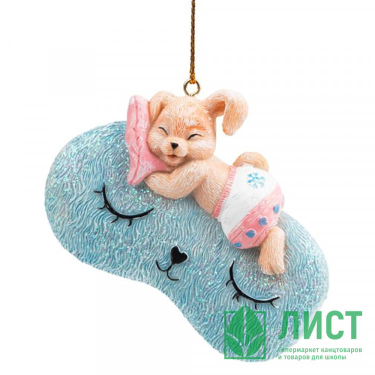 Украшение декор.подвеска фигурка "Зайка спящий" 08см арт.89336