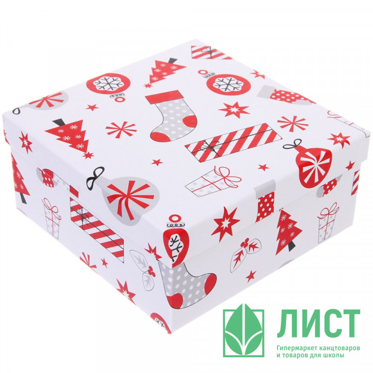 Коробка подарочная 17,5*17,5*8см "Весёлый Новый год" арт.214-502