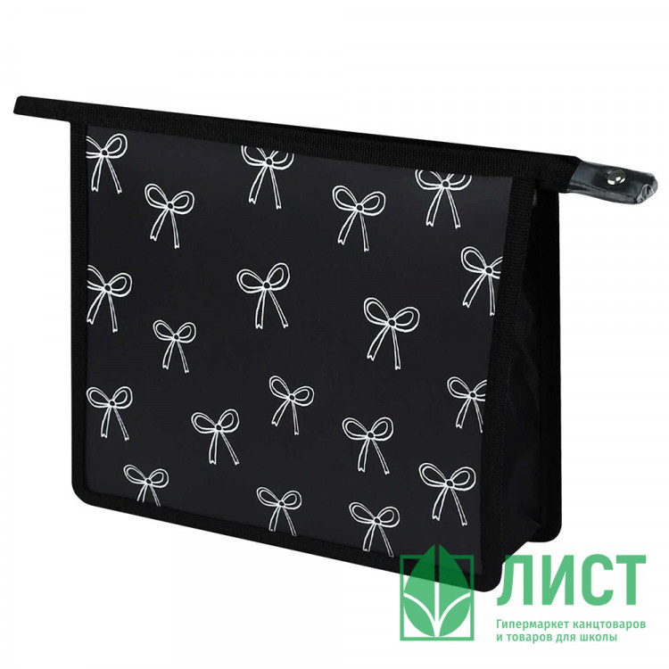 Папка школьная для тетрадей А5 на молнии 1отделение Феникс Бантики на черном арт.72358