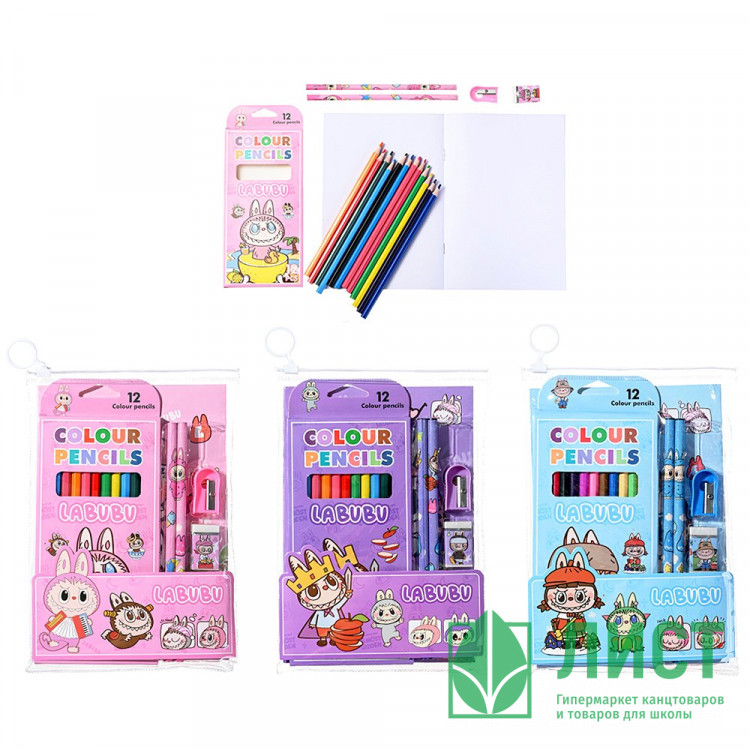 Набор канцелярский Mazari Зубастик 6 предметов пластиковая сумка арт.M-1596