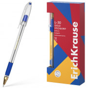 Ручка шар. проз.корп. рез.упор (ErichKrause) Gold L-30 синий, 0,7мм, игла арт.61041  (Ст.12/144/1728)