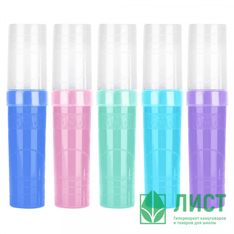 Пенал-тубус 1 отделение пластиковый СТАММ пастельные цвета ассорти арт.ПН-31461