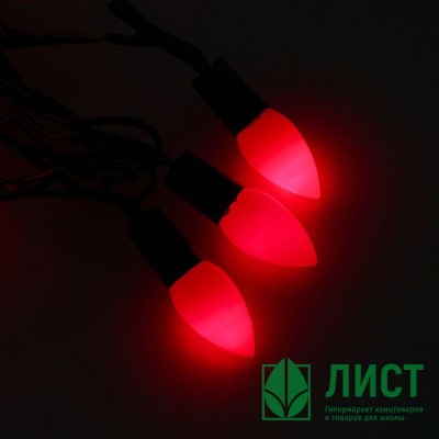 Гирлянда эл. Уличная фигурная 05м 40л. Led свечка матовая цв.Красный (т.Провод) 8реж. Арт.1080083 Гирлянда эл. Уличная фигурная 05м 40л. Led свечка матовая цв.Красный (т.Провод) 8реж. Арт.1080083