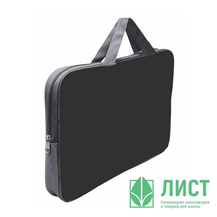 Папка А3 текстиль на молнии ручка-тесьма широкая бок  (deVENTE) Черная 45x35x7 см арт 3075923