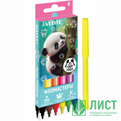 Фломастеры (deVENTE) Yummy Panda 6 цветов вентилируемый колпачок картонная коробка арт.5080531 Фломастеры (deVENTE) Yummy Panda 6 цветов вентилируемый колпачок картонная коробка арт.5080531