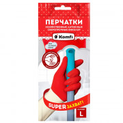 Перчатки хозяйственные латексные Komfi БИКОЛОР СВЕРХПРОЧНЫЕ  бело-красный размер L