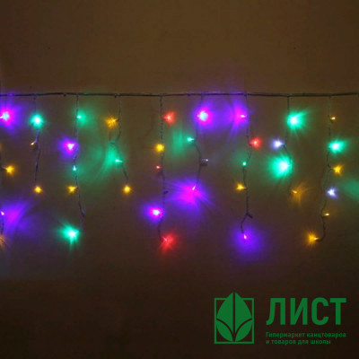 Гирлянда эл.д/улицы занавес Бахрома 3*0,4/0,6м 100LED &quot;Мерцание&quot; цвет мульти (светлый провод) арт.183-167 Гирлянда эл.д/улицы занавес Бахрома 3*0,4/0,6м 100LED "Мерцание" цвет мульти (светлый провод) арт.183-167