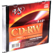 Диск  CD-RW VS 700Мб, 12х Slim Case (Ст.5) штука