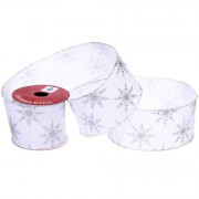 Лента новогодняя полиэстер на леске 6,3*270см "Снежинка" цв.серебро арт.259-588