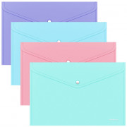 Папка-конверт на кнопке А4(232*333) 180мкм ErichKrause Diagonal Pastel ассорти арт.50322 (Ст.12)