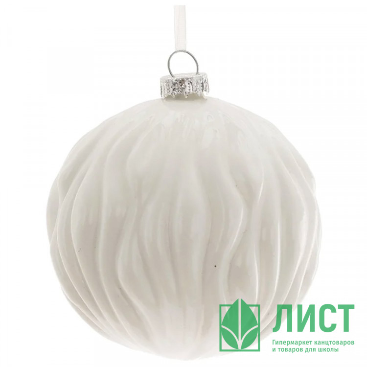 Шар стекло без упаковки /1шт/ 10см белый арт.754096