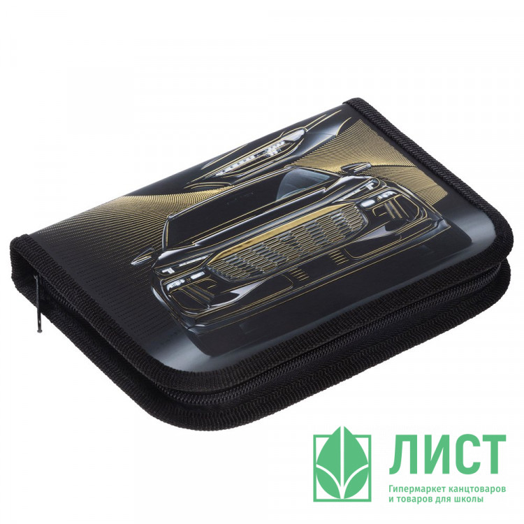 Пенал 1 отделение с откидной планкой Hatber Роскошь и стиль190х130мм матовая ламинация 3D фольга с таблицей умножения арт.NPn_46087