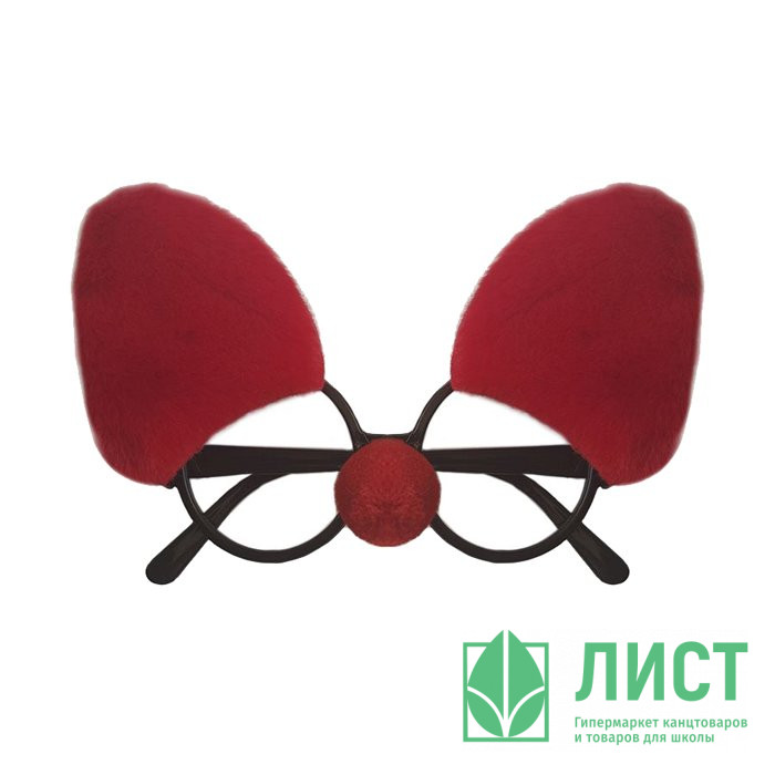 Очки карнавальные "Пушистые" 19*11см красный арт.80985
