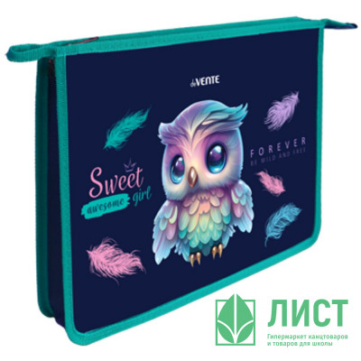 Папка школьная для тетрадей А4 на молнии (deVENTE) Happy Owl арт.8053461 Папка школьная для тетрадей А4 на молнии (deVENTE) Happy Owl арт.8053461