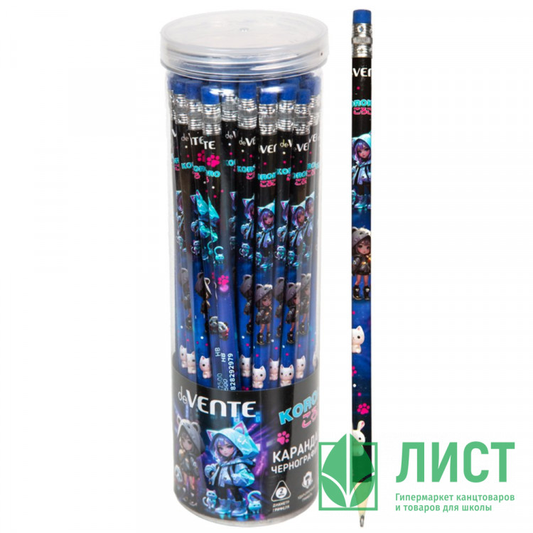 Карандаш черно-графитный deVENTE с ластиком HB Korokoro корпус трехгранный арт.5032500