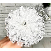 Бант для волос белый 10см Сияние арт.148