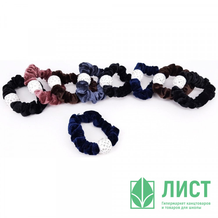 Резинка для волос бархат шамбала арт. A-P-8092 темная большая