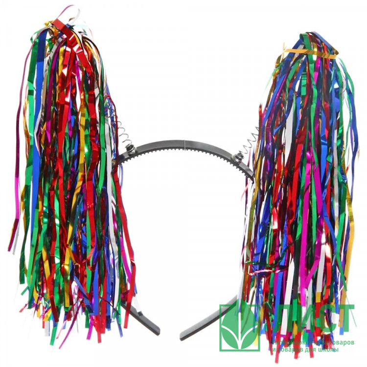 Ободок карнавальный "Радужные кисточки" цв.микс арт.770-0307