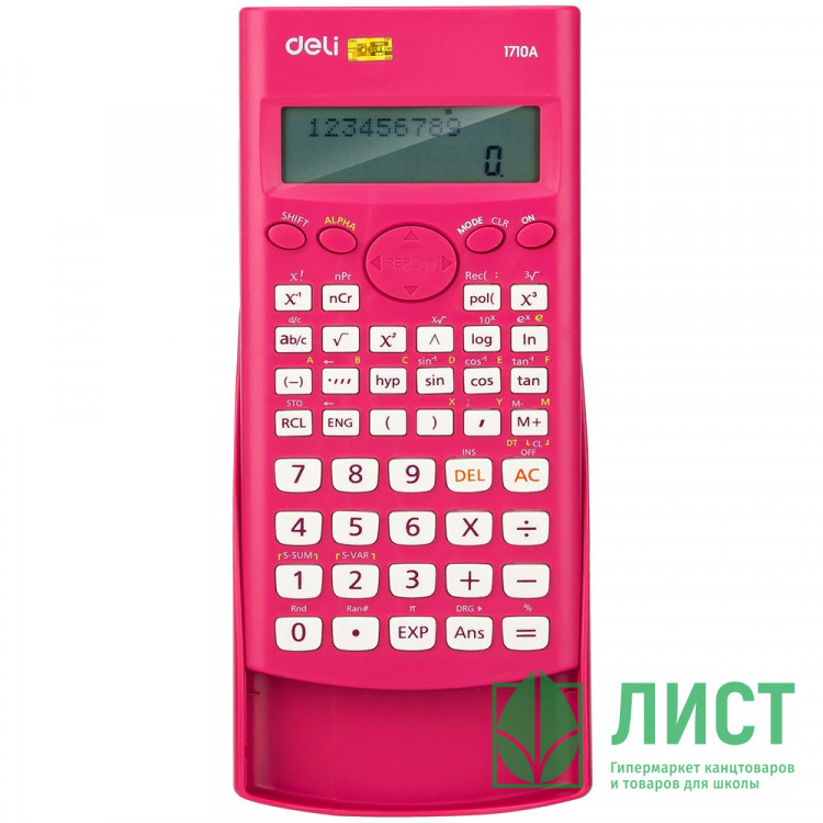 Калькулятор научный 12р. Deli 88*23*165мм (E1710A/RED) красный, одинарное питание