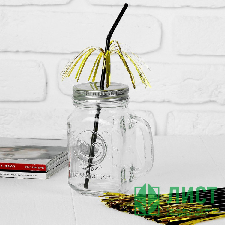 Трубочки для коктейля Дождик 12шт/наб. цв.золото арт.3945379