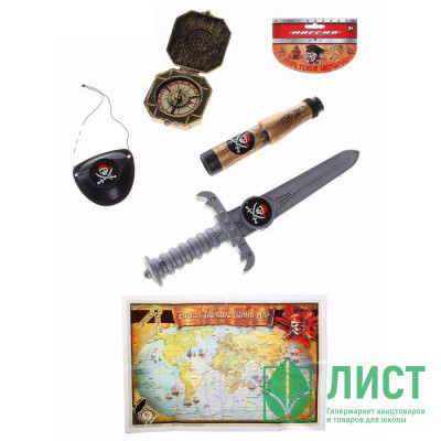 Карнавальный набор &quot;Клинок&quot; (карта,компас,повязка,клинок,труба) арт.120411 Карнавальный набор "Клинок" (карта,компас,повязка,клинок,труба) арт.120411