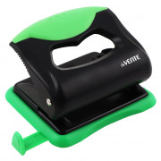 Дырокол (20л) deVENTE пластиковый с каучуковой вставкой, с линейкой Монохром (Monochrome) черн+зел арт.4020004
