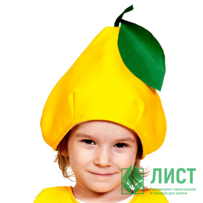 Маска-шапочка карнавальная ткань (САД_ОГОРОД) "Груша" цв.жёлтый/зелёный р.52-54 арт.4115