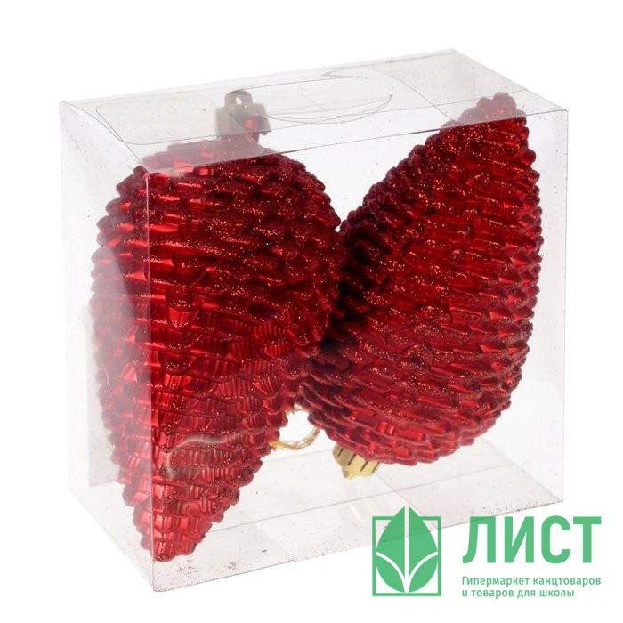 Фигурка на ёлку пластик 12см "Шишка" 02шт/наб. цв.красный арт.722850