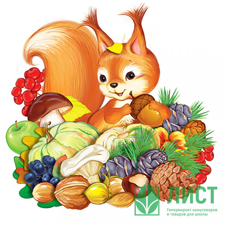 Плакат А4 Белочка в дарах осени арт.ФМ1-15216сф
