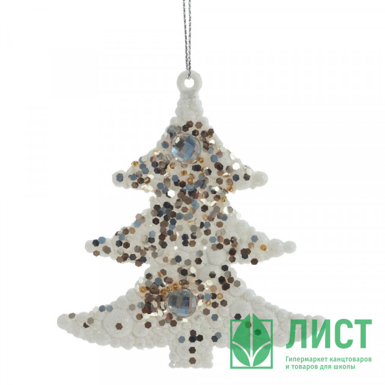 Украшение декор.подвеска пластик "Елочка с блёстками" 10см арт.779711