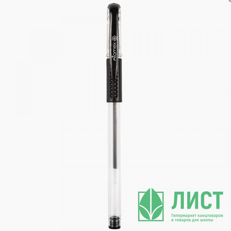 Ручка гелевая прозрачныйкорпус резиновый упор. Attomex 0,5мм черная арт.5051307 (Ст.12/144)