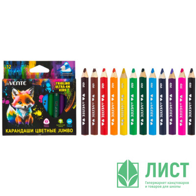 Карандаши цветные (deVENTE) Triolino Ultra 4М.KIDS 12 цветов 4М 5 мм трехгранные утолщенный диаметр корпуса 10 мм, утолщенный диаметр грифеля 5 мм арт.5022428 Карандаши цветные (deVENTE) Triolino Ultra 4М.KIDS 12 цветов 4М 5 мм трехгранные утолщенный диаметр корпуса 10 мм, утолщенный диаметр грифеля 5 мм арт.5022428