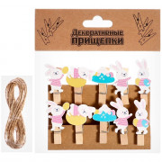 ПАСХА Прищепки декоративные "Зайчики" 10шт/наб. 1.5*12*14см арт.9914577
