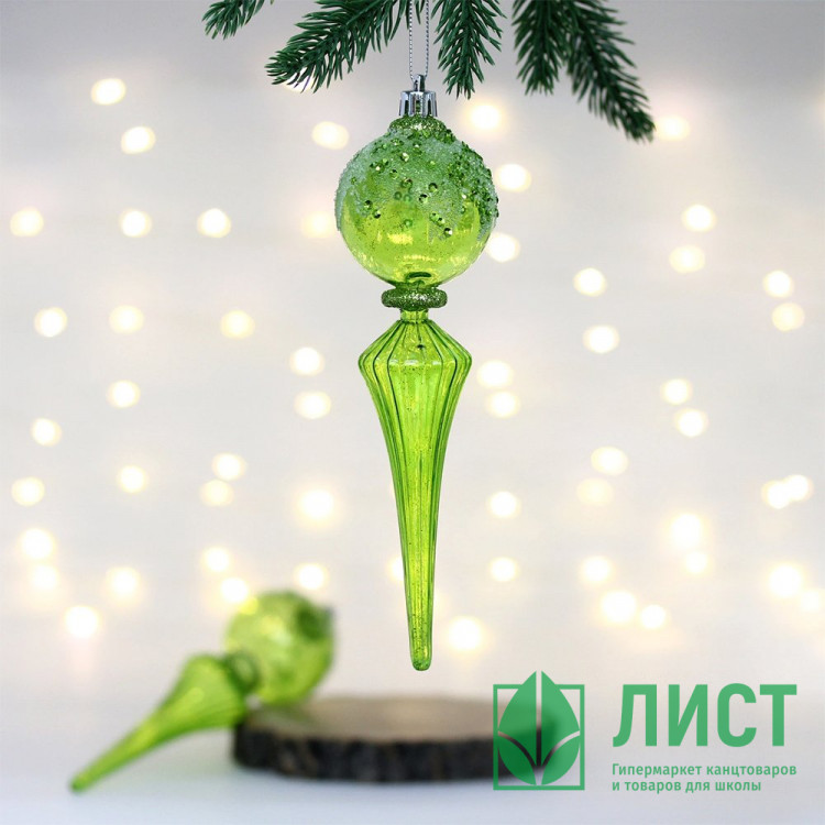 Украшение декор.подвеска пластик "Сосулька. Изящный блеск" 19см 02шт/наб. цв.зеленый арт.107-6109