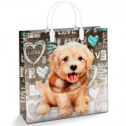 Пакет ПВД с пластиковыми ручками 30*30+10см 150мкм Любимчик