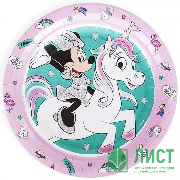 Тарелки бумажные "Минни Маус" 06шт/наб. D-18см арт.299-222
