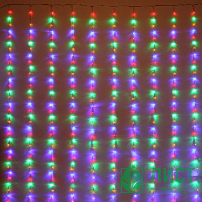 Гирлянда электрическая уличная занавес Дождь 3*2м 480LED &quot;Водопад&quot; цвет мульти (светлый провод) 6режимов арт.725-580 Гирлянда электрическая уличная занавес Дождь 3*2м 480LED "Водопад" цвет мульти (светлый провод) 6режимов арт.725-580