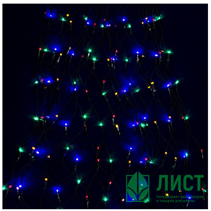Гирлянда электрическая для дома сетка для елки 01м 224LED цвет мульти (темный провод) 8режимов артемный 362-074