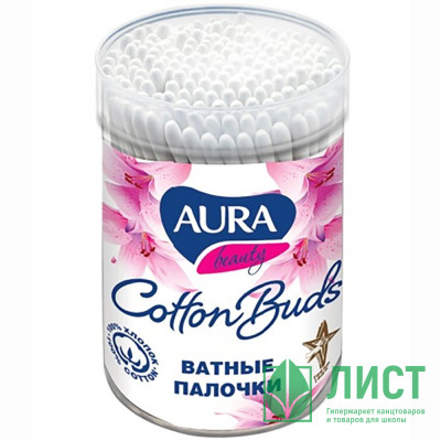 Ватные палочки AURA 100штук в банке Ватные палочки AURA 100штук в банке