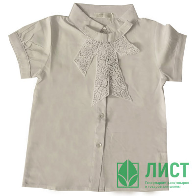 Блузка трикотажная для девочки (Sasha style) короткий рукав цвет белый арт.S1337A/003 размерный ряд 30/122-38/146 Блузка трикотажная для девочки (Sasha style) короткий рукав цвет белый арт.S1337A/003 размерный ряд 30/122-38/146