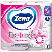 Бумага туалетная 3-сл втулка 4рул/уп 17,5м белая Zewa Deluxe Орхидея